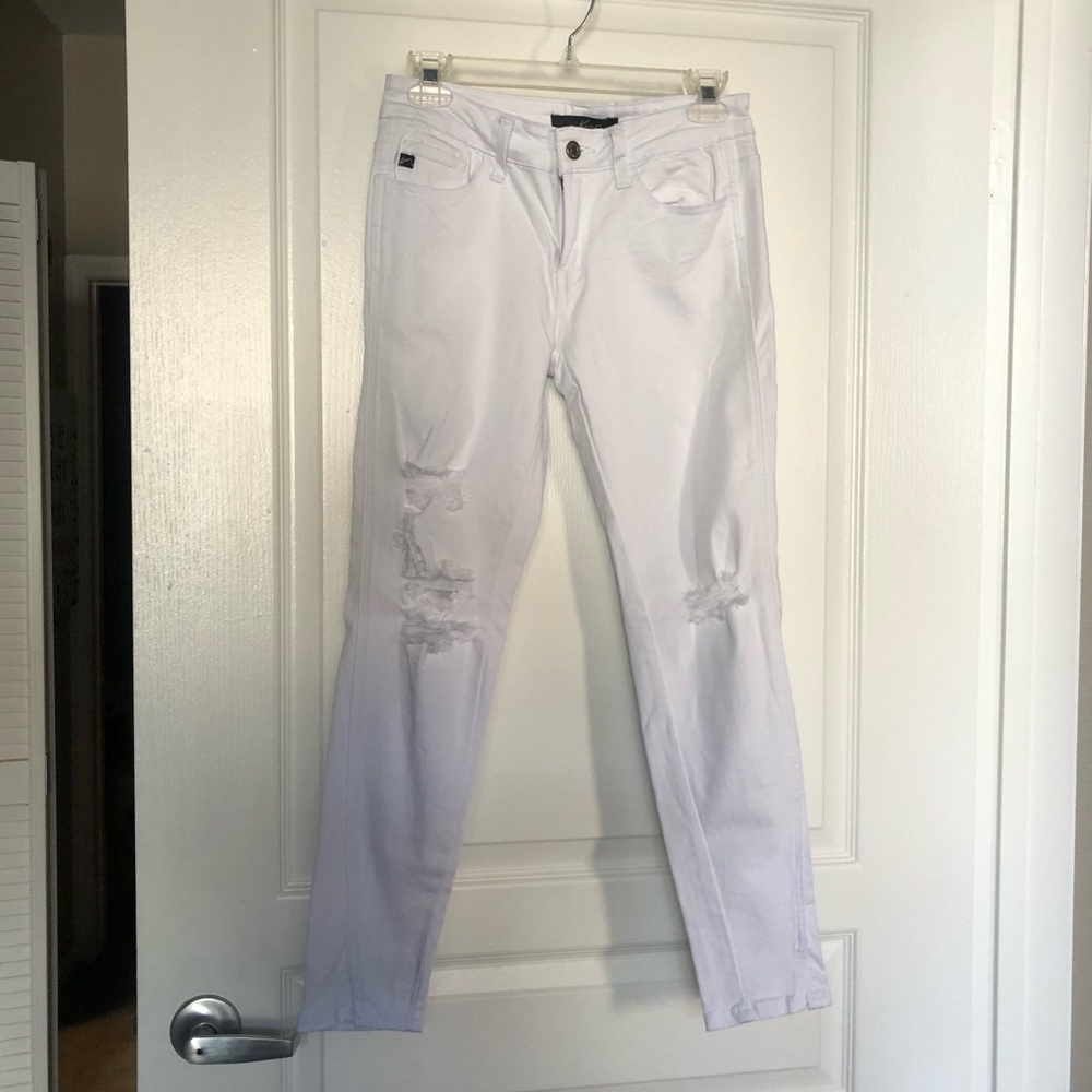 Kan Can white destroyed skinny jeans